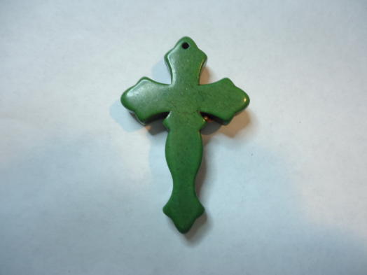 (image for) Cross pendant stone bead - Green (1pc) #TU193-12